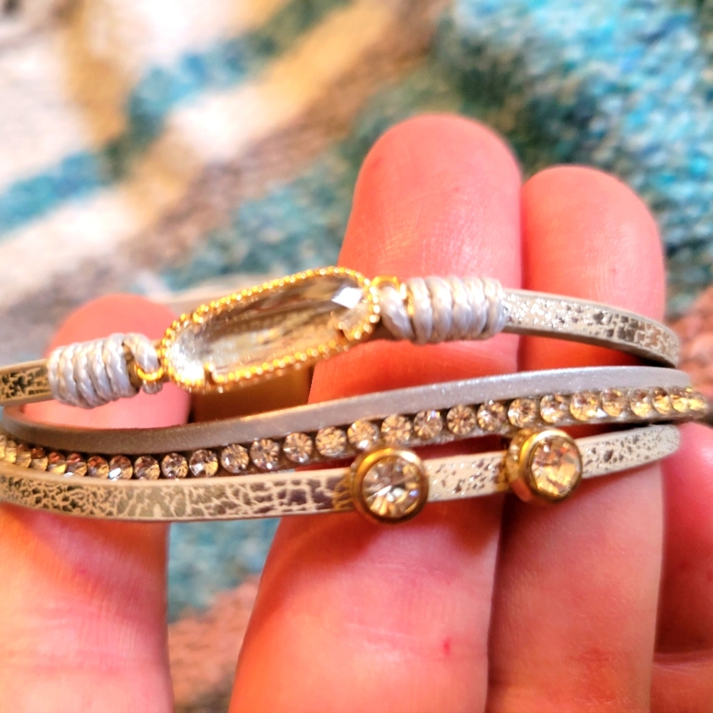 Avenue 9 silver tone magnetic clasp multi strand bracelet